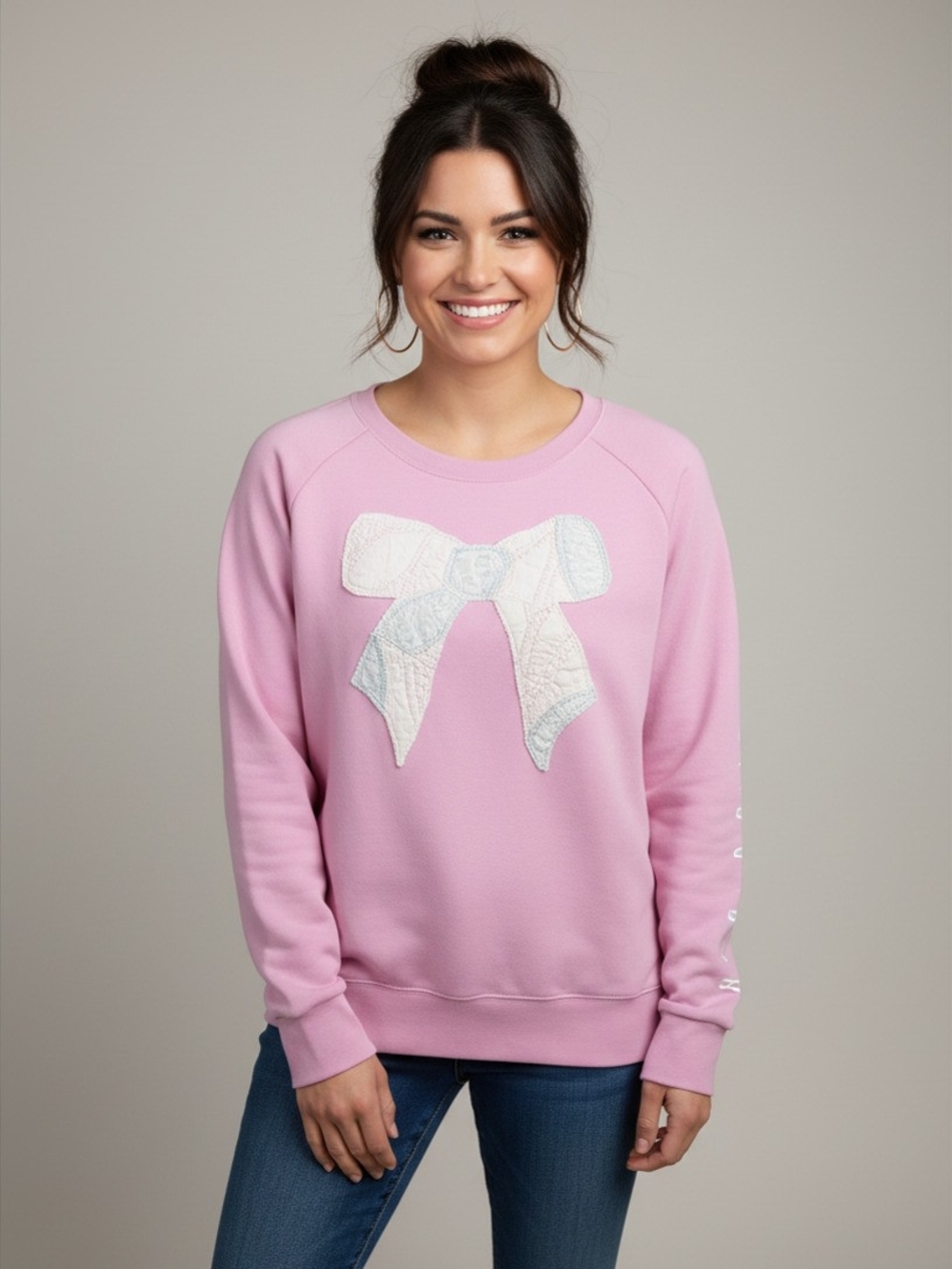 Nike Pink Sweatshirt with White Bow Applique